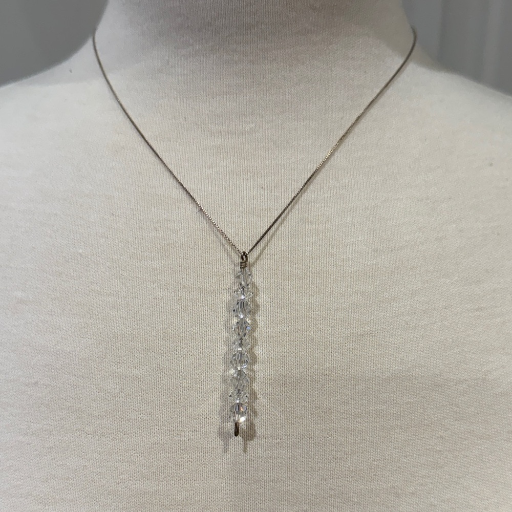 Custom Swarovski Crystal Stunning Silver Crystal Drop Necklace